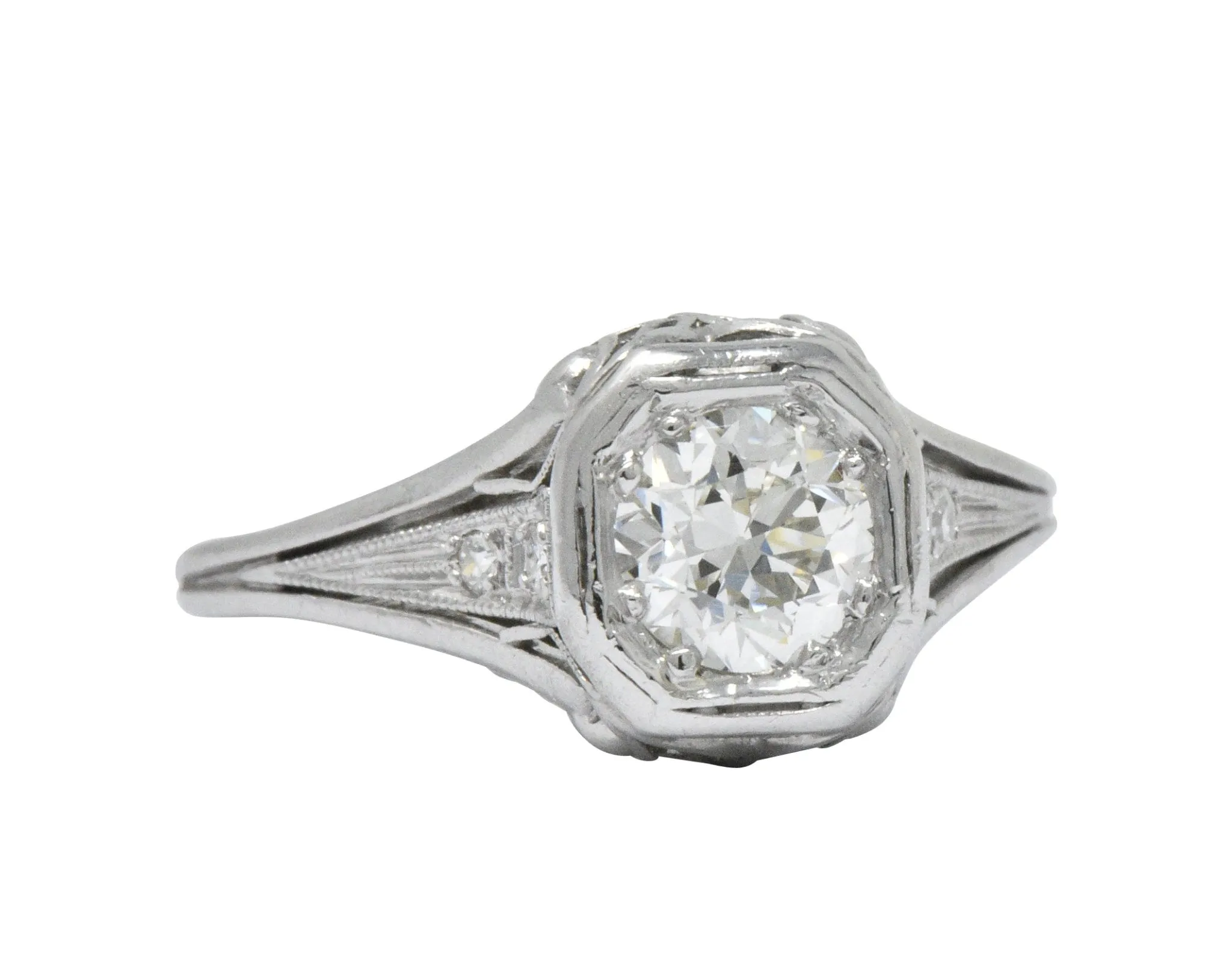 Vintage Art Deco 0.73 CTW Diamond Platinum Engagement Ring