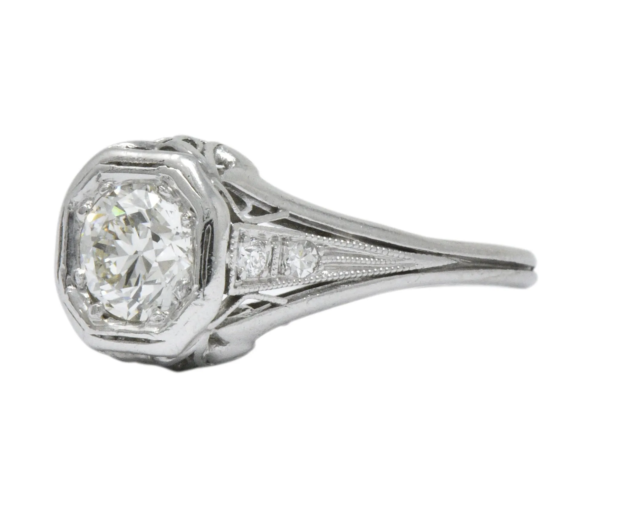 Vintage Art Deco 0.73 CTW Diamond Platinum Engagement Ring