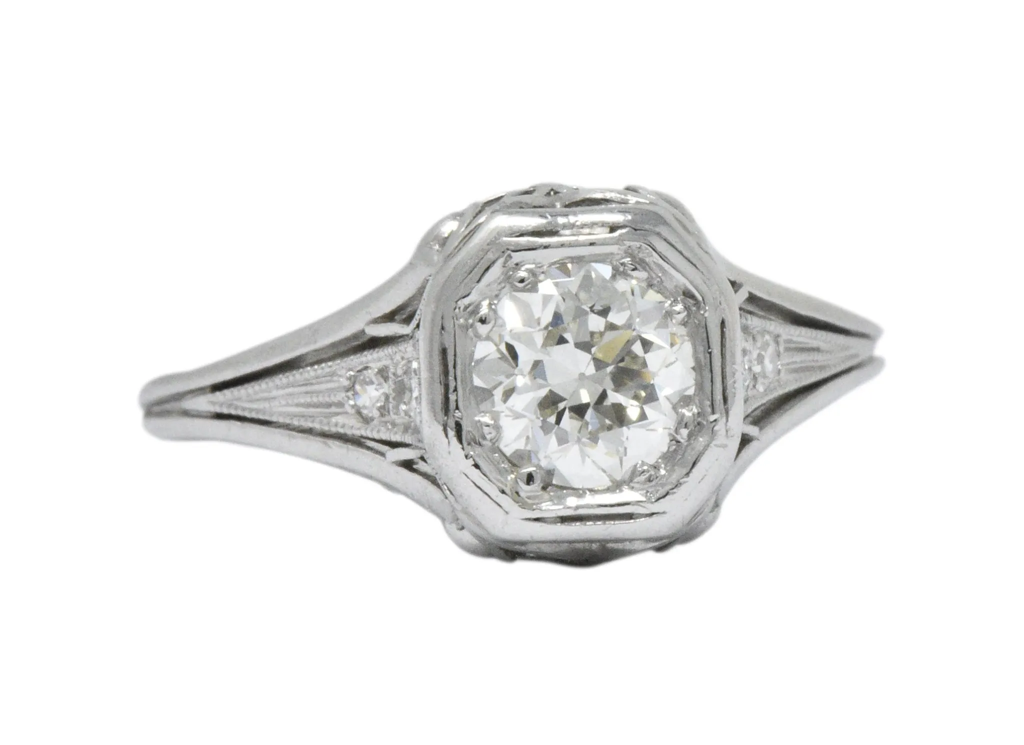 Vintage Art Deco 0.73 CTW Diamond Platinum Engagement Ring