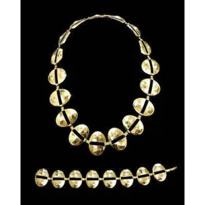 Vintage Brass Art Deco Necklace & Bracelet 1920S
