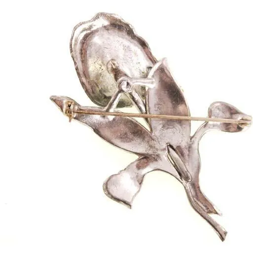 Vintage Brooch Large Calla Lily  Paste & Enamel 1930s