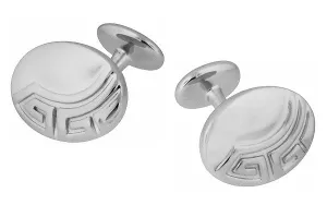 Vintage Design Greek Key Engravable Art Deco Cufflinks in Sterling Silver
