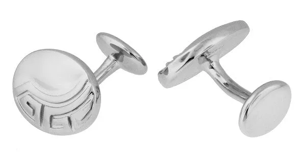Vintage Design Greek Key Engravable Art Deco Cufflinks in Sterling Silver