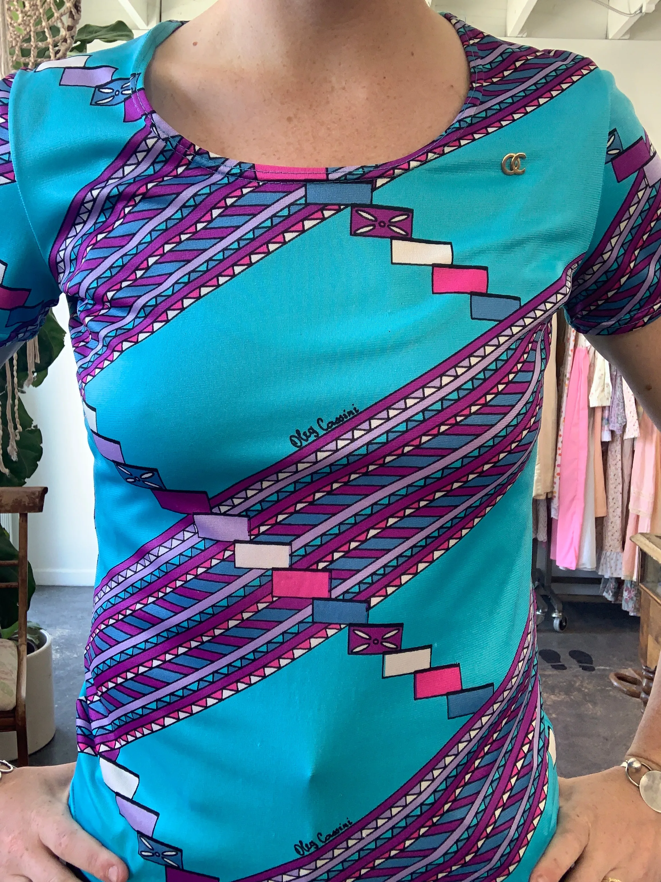 Vintage Oleg Cassini Patterned Tee
