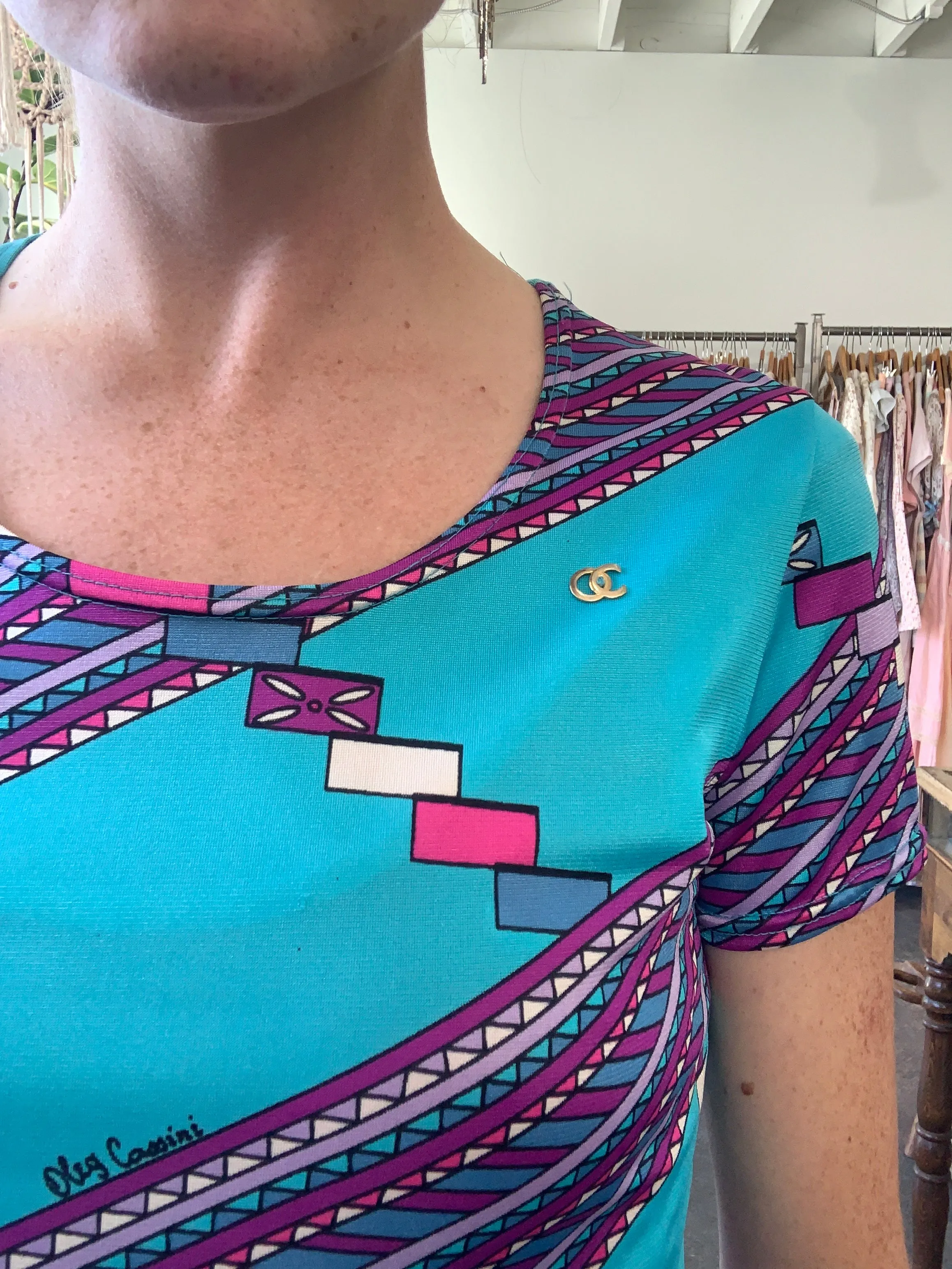 Vintage Oleg Cassini Patterned Tee