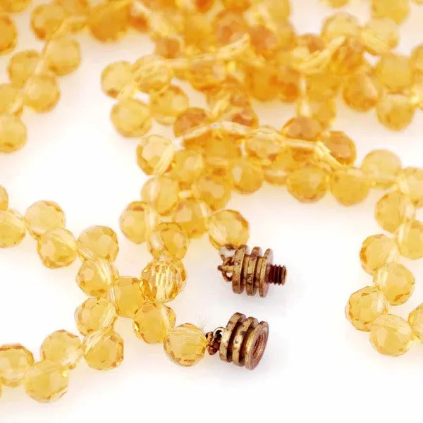 Vintage Yellow Amber Crystals Necklace 46" Extra Sparkly Downton Abbey Era