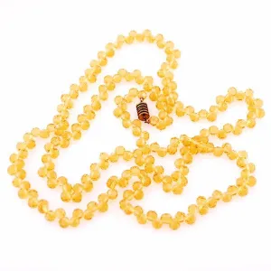 Vintage Yellow Amber Crystals Necklace 46" Extra Sparkly Downton Abbey Era