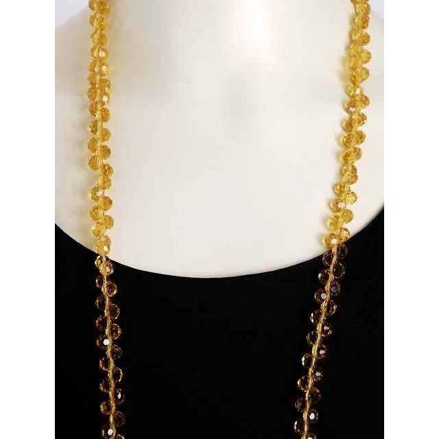 Vintage Yellow Amber Crystals Necklace 46" Extra Sparkly Downton Abbey Era