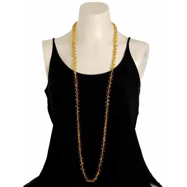 Vintage Yellow Amber Crystals Necklace 46" Extra Sparkly Downton Abbey Era