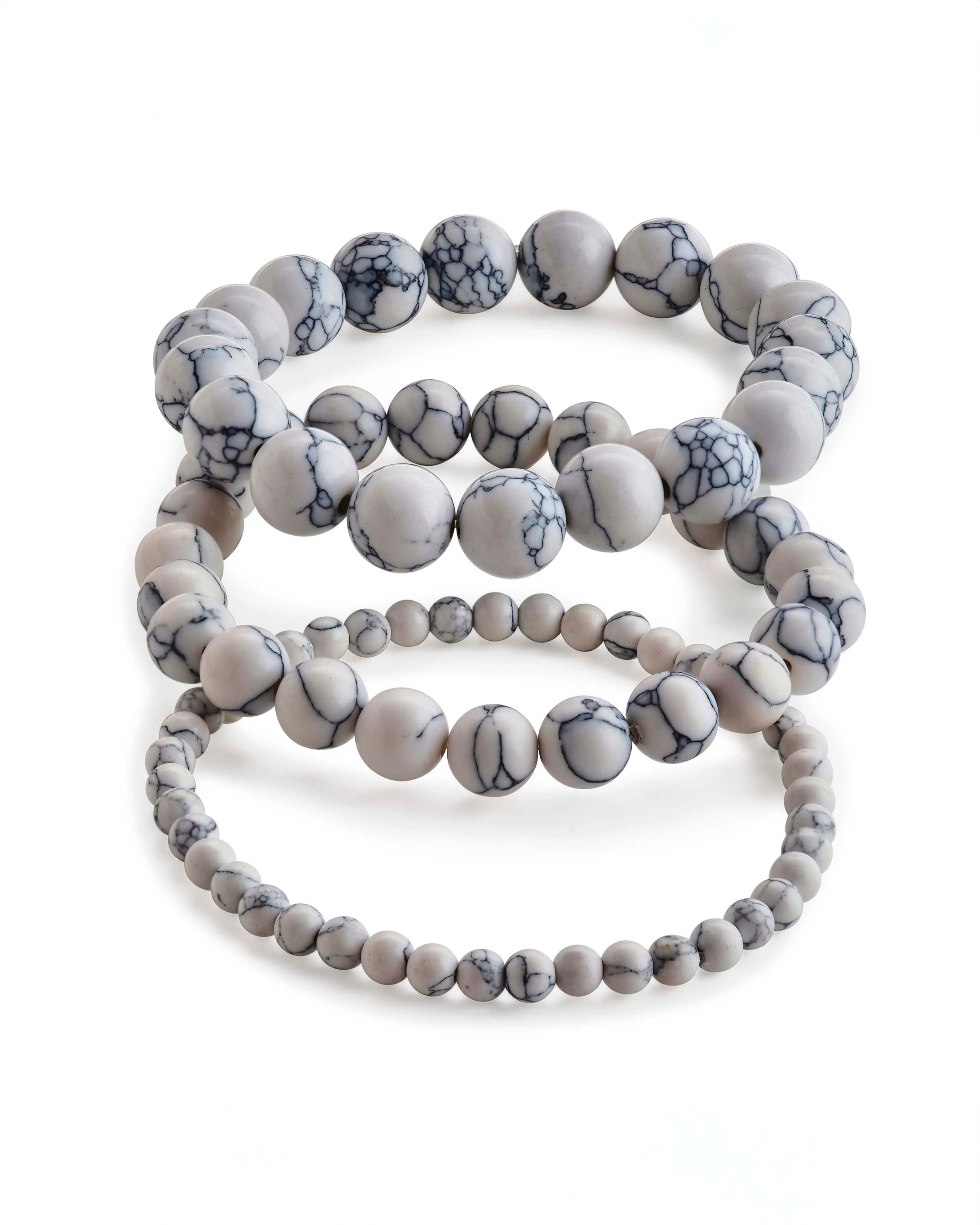 White Howlite Stretch Bracelet Set of 3