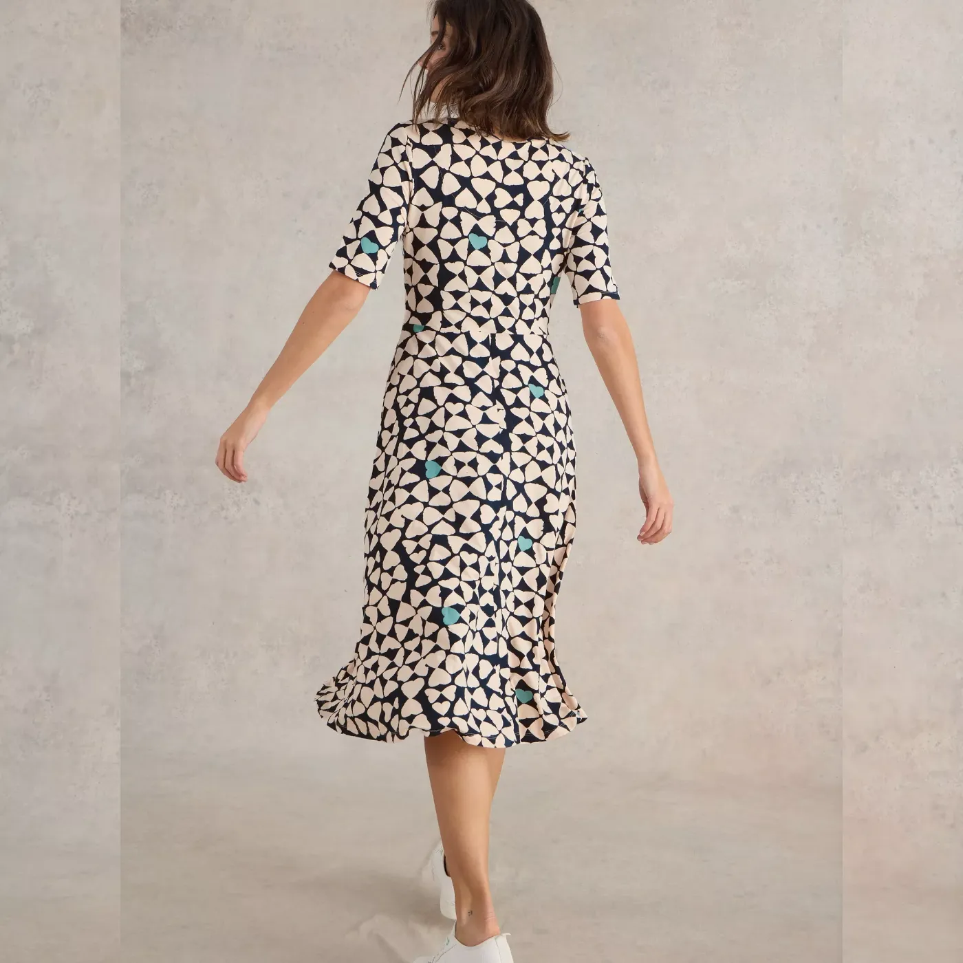 Whitestuff Madeline Jersey Dress | Navy Print