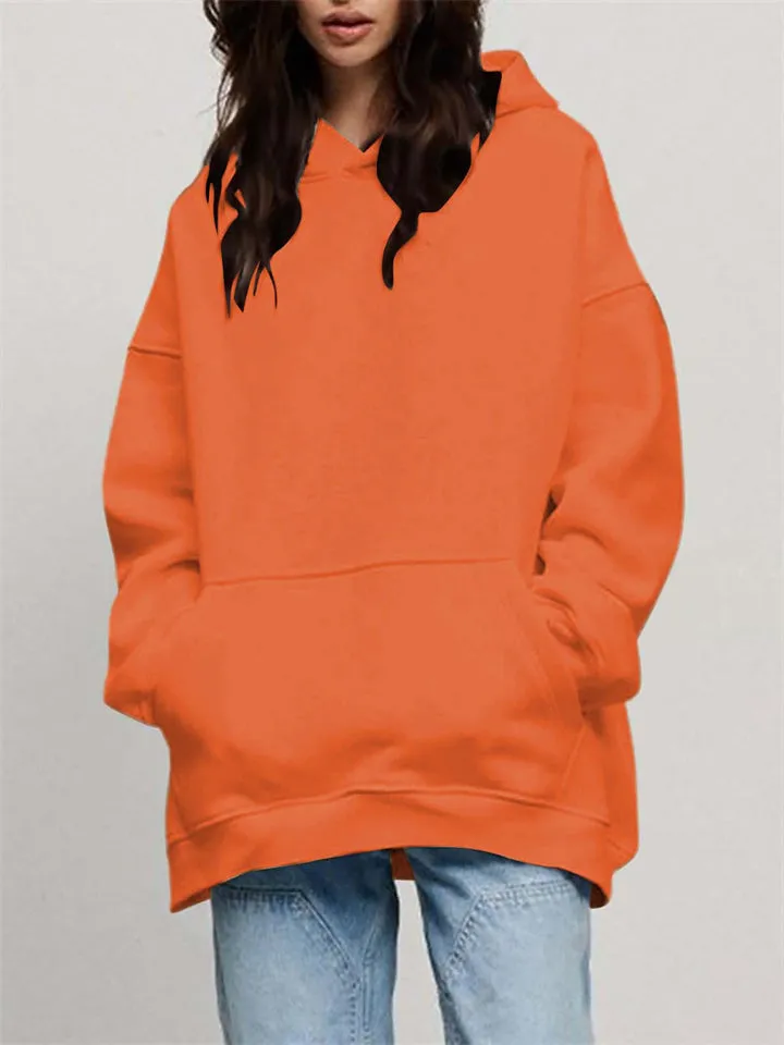 Women's Solid Fleece-lined Thickened Oversized Hoodies