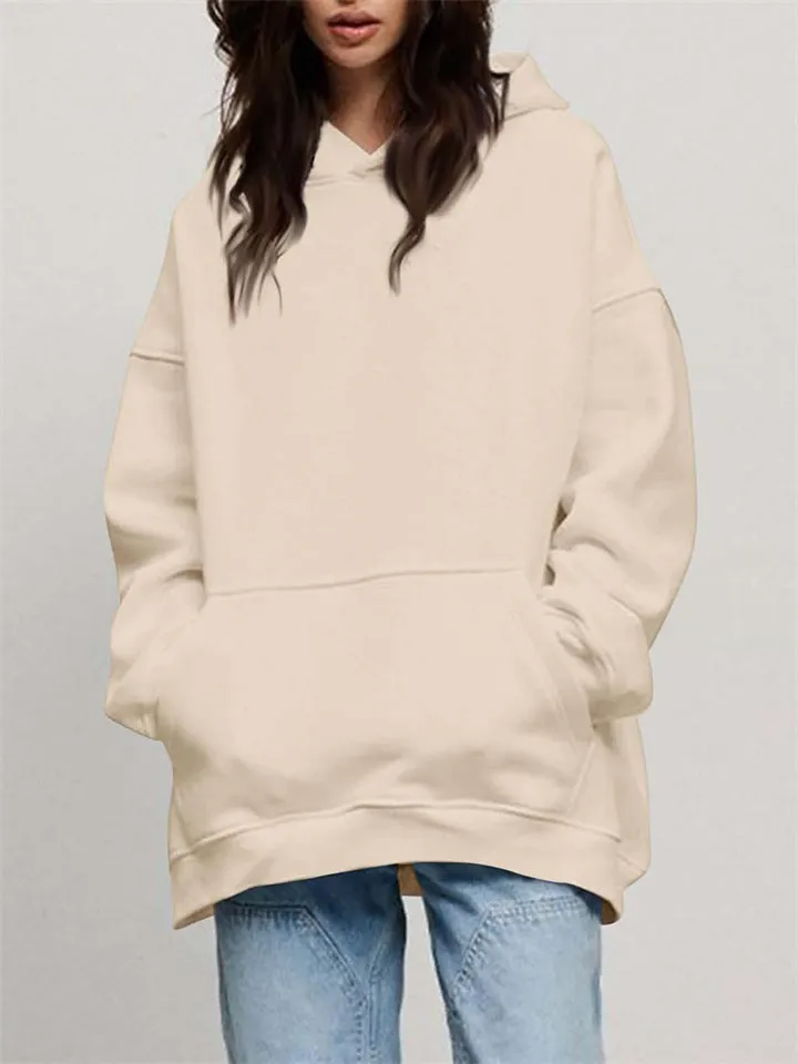 Women's Solid Fleece-lined Thickened Oversized Hoodies