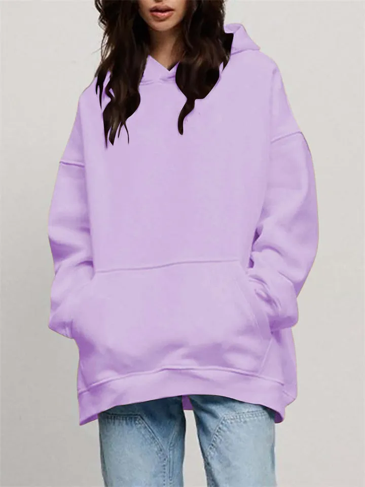 Women's Solid Fleece-lined Thickened Oversized Hoodies