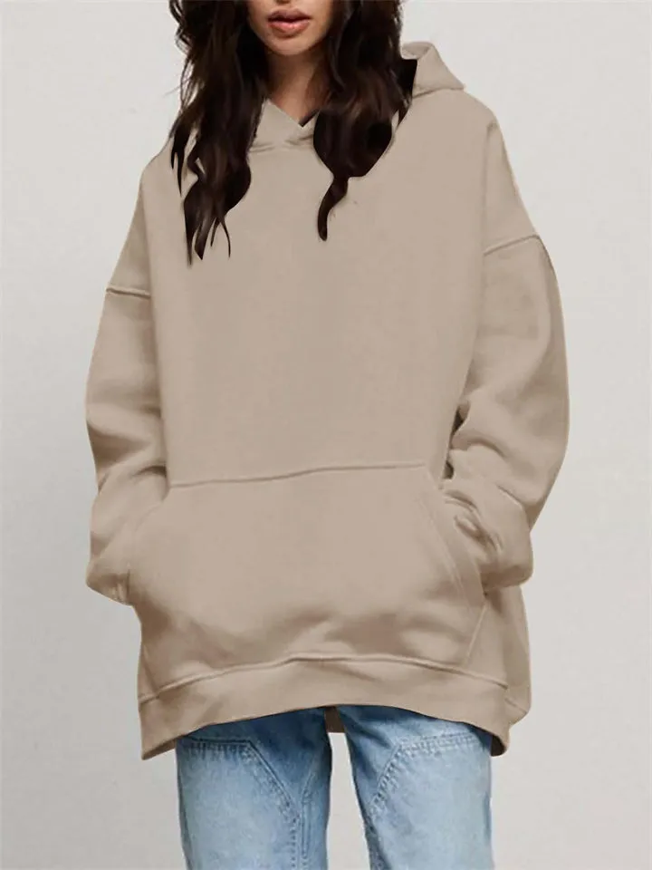Women's Solid Fleece-lined Thickened Oversized Hoodies