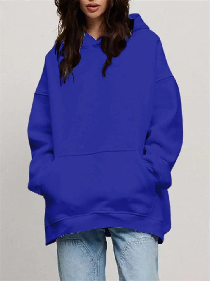 Women's Solid Fleece-lined Thickened Oversized Hoodies