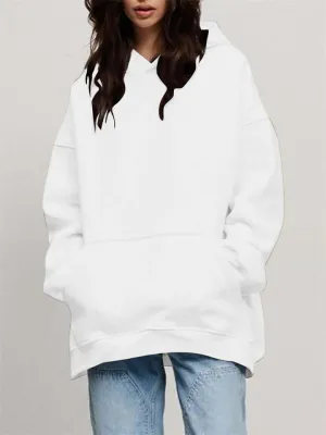 Women's Solid Fleece-lined Thickened Oversized Hoodies