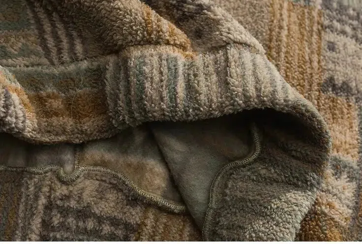 Wool Velvet Contrasting Hooded Sweatshirt