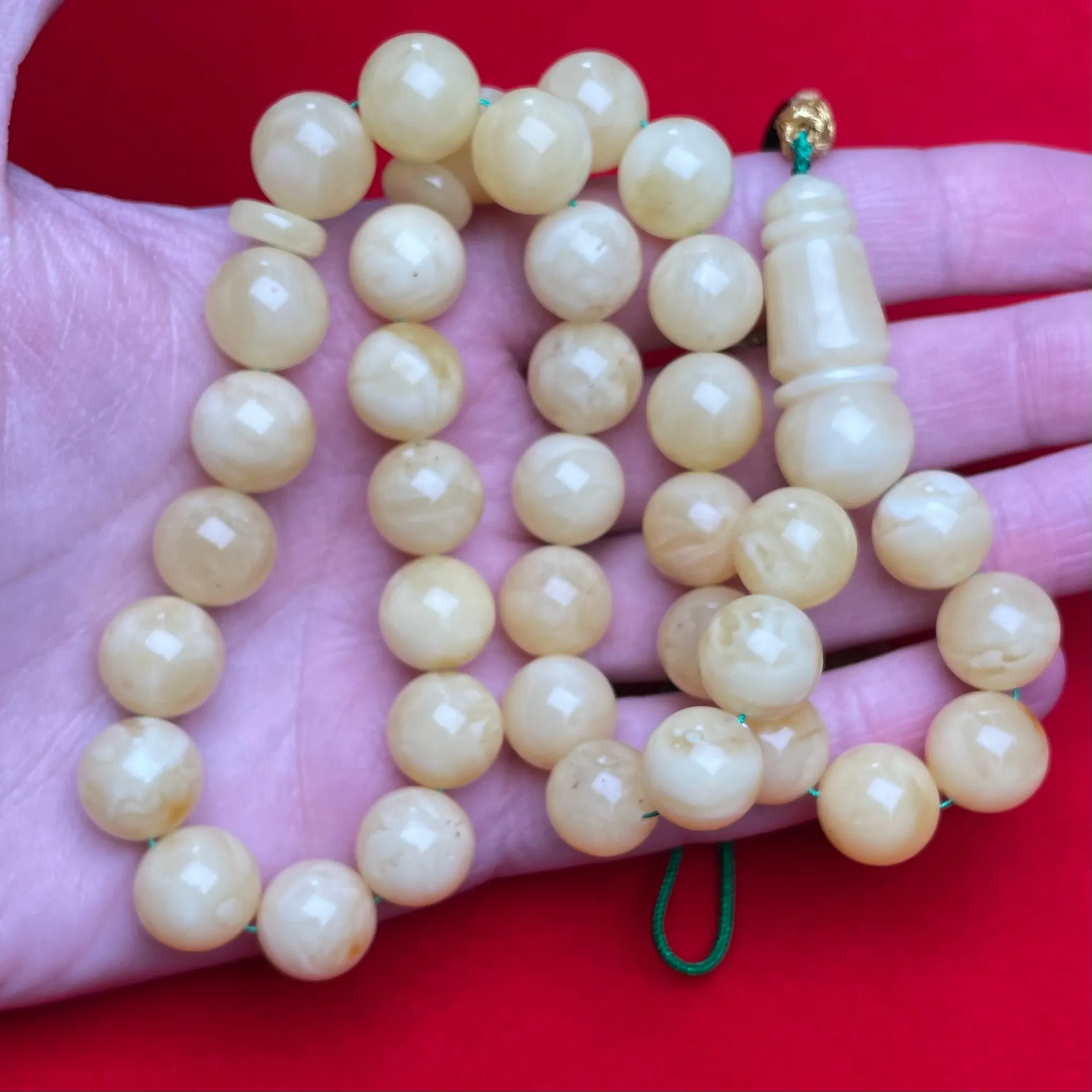 YELLOW/WHITE AMBER MISBAHA 12,4mm 43,6g