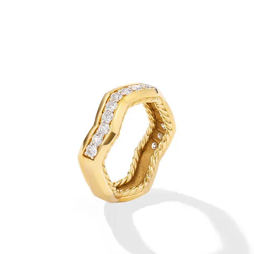 Zig Zag Stax Ring in 18K Yellow Gold with Diamonds, Size 6