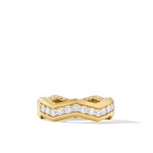 Zig Zag Stax Ring in 18K Yellow Gold with Diamonds, Size 6
