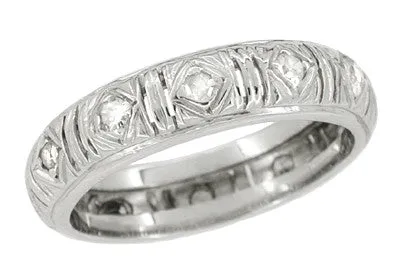 Zoar 1920's Art Deco Platinum Estate Single Cut Diamond Wedding Band