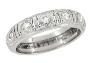 Zoar 1920's Art Deco Platinum Estate Single Cut Diamond Wedding Band